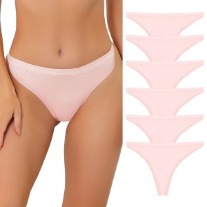 Allegra K Women's Packs G-String Breathable Hi-Cut Thongs 1 Set of 6 Pcs - 1 of 4