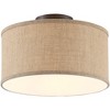 360 Lighting Adams Modern Ceiling Light Semi Flush Mount Fixtures 14" Wide Set of 2 Bronze Burlap Fabric Drum Shade for Bedroom Kitchen Living Room - 4 of 4