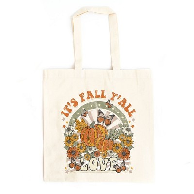 City Creek Prints It's Fall Y'all Love Canvas Tote Bag - 15x16 - Natural