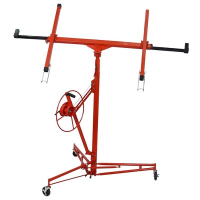 Drywall Lift, 13 Ft Lift Sheetrock Lift Drywall Lift for Ceiling, Drywall Lift Panel With Rolling Caster Wheels, Lock Device and Built-In Winch Brake