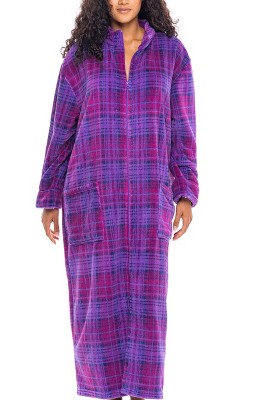 Damen-Bademantel Mit Reißverschluss & Kapuze – Aus Dickem Fleece, Extra Lang, Mit Großen Taschen, In Übergröße Erhältlich