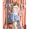 Deux par Deux Girl Bi-Material Cotton and Seersucker Dress White and Royal Blue - 3 of 4