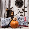 18" x 18" Velvet Tombstone Skull Crow Pattern Halloween Throw Pillow Cover - 3 of 4