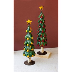 Recycled Metal Christmas Tree Set, Colorful Fruit Decor, 2-Piece Set by Kalalou - 1 of 4