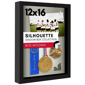 Americanflat 12x16 Shadow Box Frame with Polished Plexiglass, Silhouette Collection, Large Shadow Box Display Case for Tabletop, Black - 1 of 4