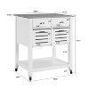 MaseiKar Mobile Rolling Kitchen Island Trolley Serving Cart with Underneath Drawer & Slide-Out Wire Storage Basket - 2 of 4