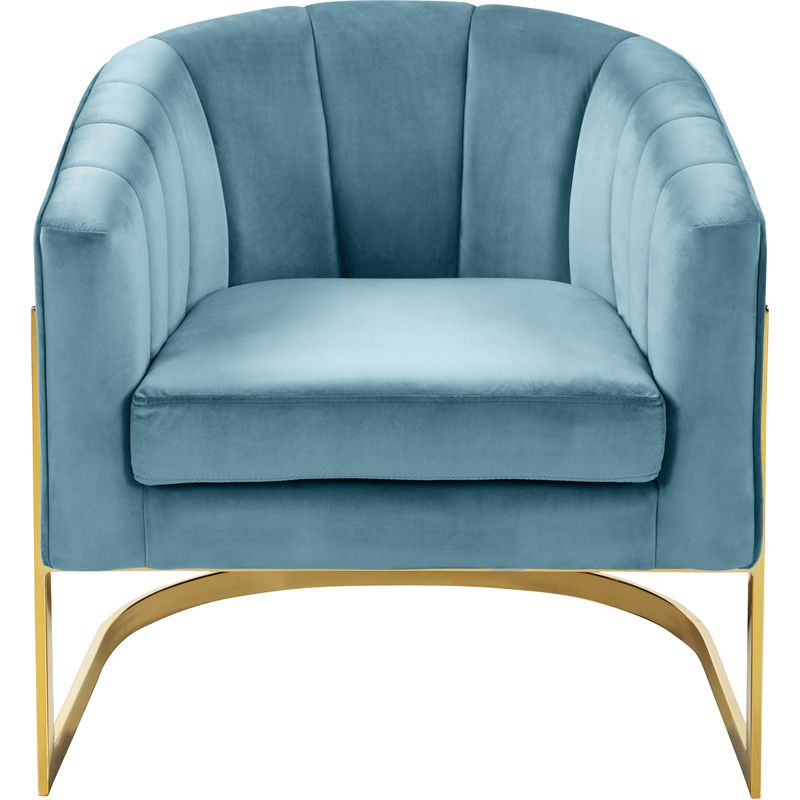 Meridian Furniture Carter Aqua Velvet Accent Chair with Stainless Steel Base, 4 of 8