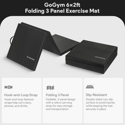 BalanceFrom Black High-Density Vinyl Folding Gym Exercise Mat Set
