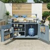 Coolbibila-53" Outdoor Kitchen Island With Raised Shelf, Solid Wood Storage Cabinet With Stainless Steel Top, Outdoor Rolling Grill Cart - 2 of 4