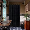 Black Boho Farmhouse Shower Curtain with Tassels, Rustic Cottagecore Aesthetic, Thick Waffle Textured Fabric, 72x72 Inch - 2 of 4