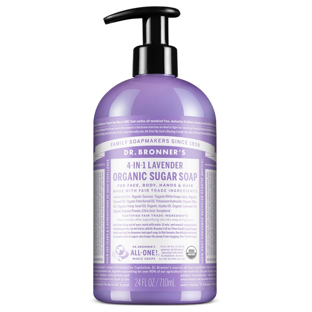 Photos - Shower Gel Dr. Bronner's Organic Sugar Soap - Lavender - 24 fl oz