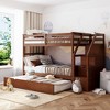 NicBex Twin over Twin Bunk Bed Pine Triple Bed Frame with Trundle, Storage Stairs and Full Length Guardrail for Bedroom, No Box Spring Required - 2 of 4