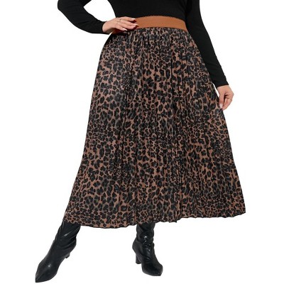 Womens Plus Size Skirt Elastic Waist Boho Skirts with Pockets
