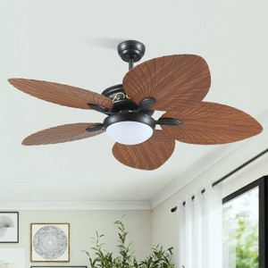 44 and 52 Inch Tropical Ceiling Fan with Light Downrod Ceiling Fan Palm Leaf - 1 of 4
