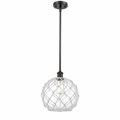 Farmhouse Rope - 1 Light Stem Hung Mini Pendant In Industrial Style-13 Inches Tall and 10 Inches Wide