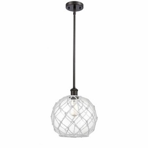 Farmhouse Rope - 1 Light Stem Hung Mini Pendant In Industrial Style-13 Inches Tall and 10 Inches Wide - 1 of 1