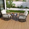 2-Person Outdoor Rattan Chat Set with Swivel Chairs and Glass Table, Weather-Resistant Cushions for Patio or Balcony Use - Coolbibila - 3 of 4