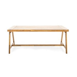 GDFStudio Desmond Outdoor Rustic Slat Design Acacia Wood Dining Table, Teak - 1 of 4