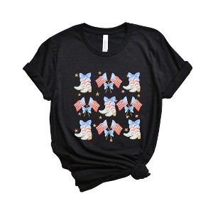 Simply Sage Market Women's Coquette Patriotic Cowgirl Boots Chart Short Sleeve Graphic Tee - 1 of 4