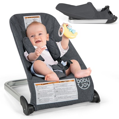 Infans Folding Infant Bouncer Portable Baby Rocker w/ Breathable Backrest Aluminum