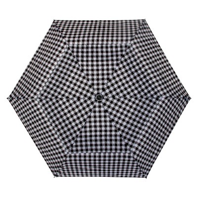 Cirra by ShedRain Gingham Air Vent Auto Open Close Compact Umbrella - Black