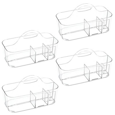 mDesign Plastic Storage Caddy Tote for Sewing & Craft Supplies, 4 Pack - Clear