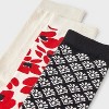 Women's Modern Floral & Geometric Print 3pk Crew Socks - A New Day™ Red/Ivory/Black 4-10 - 3 of 3