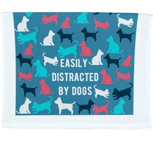 Easily Distracted By Dogs Funny Puppy Pet Lovers Tea Towel - Crazy Dog Tea Towel Distracted By - 1 of 4