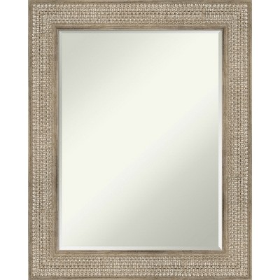 Amanti Art Trellis Silver Petite Bevel Wood Bathroom Wall Mirror 30 x 24 in.