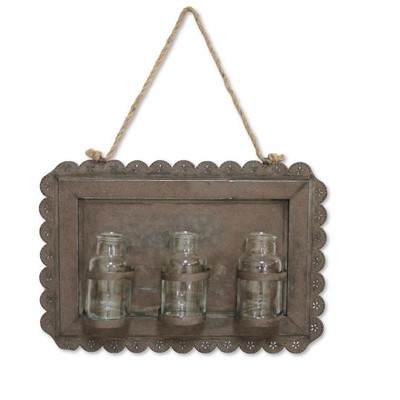 Melrose 17" New Romance Rustic Hanging Wall Decoration with Glass Jars