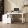 FUFU&GAGA White L - shaped Rotatable Computer Desk with Shelves and Drawers - 4 of 4
