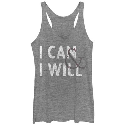 Women's Chin Up I Can And I Will Racerback Tank Top - Gray Heather ...