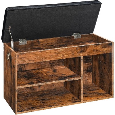 Shoe Storage Bench with Padded Cushion, Entryway Bench with Flip-Open Storage Box and Adjustable Shelf