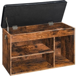 Shoe Storage Bench with Padded Cushion, Entryway Bench with Flip-Open Storage Box and Adjustable Shelf - 1 of 4
