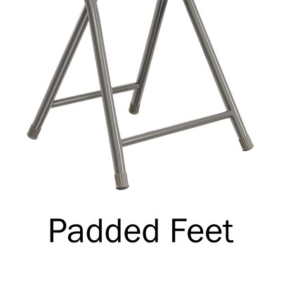 Gray 18-Inch Steel Folding Bar Stools with Padded Seats, Set of 4