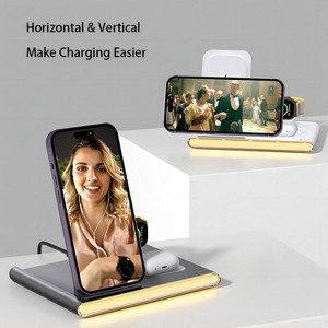 Wireless charging station 4-in-1 15 W fast charging charger stand, suitable for iPhone 16 15 14 13 12 11 X 8 Pro Max/Pro/Mini/Plus - 1 of 4