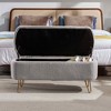 MAYEERTY Faux Fur Storage Ottoman Bench, Gold Legs Padded, Living Room Bedroom Entryway, Camel - 3 of 4