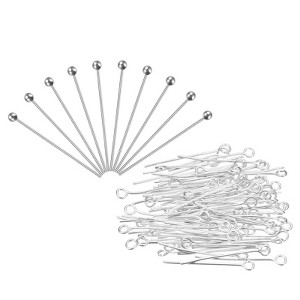 Unique Bargains Brass Silver Plated DIY Craft ewelry Making Ball Head Pins 100 Pcs - 1 of 4