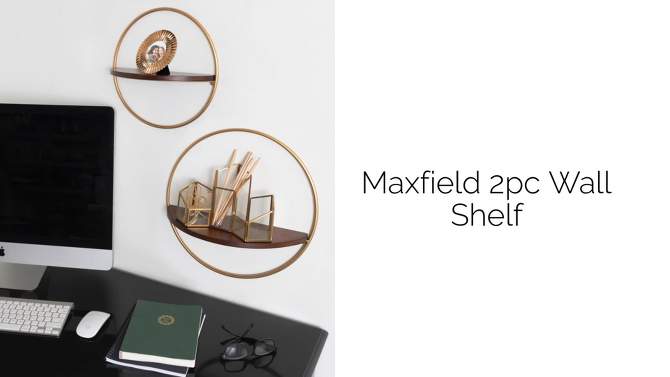2pc Maxfield Round Wall Shelf Set Walnut Brown - Kate &#38; Laurel All Things Decor, 2 of 8, play video