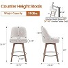 Bekrvio 26" Swivel Bar Stools Set 1/2/3/4 with Solid Wood Legs, 3.15” Linen Upholstered Seat with Back, Mid-Century Bar Chairs for Kitchen Island - 2 of 4