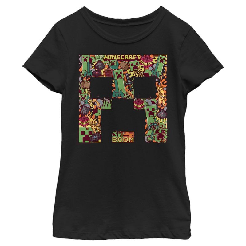 Girl's Minecraft Creeper Collage T-Shirt, 1 of 5