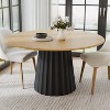 PexFix 52" Wood Round Dining Table Kitchen Table for 4-6 with Arc-Shaped Edge Top & Fluted Tapered Base for Living/Dining Room Coffee Office Natural - 2 of 4