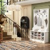 Famapy White Wood 3-in-1 Hall Tree Bench with Double Hooks and Shelves - 3 of 4