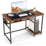 Costway 48'' Computer Desk Writing Study Table w/ Power Outlet USB Ports Black\Rustic