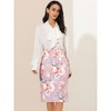 Allegra K Women's Floral Elastic Waistband Bodycon Pencil Skirt with Back Slit - 4 of 4