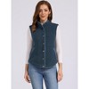 Allegra K Women's Fleece Contrast Color Button Down Sleeveless Fuzzy Jacket Vest with Pockets - 3 of 4