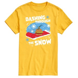 Men's - SpongeBob SquarePants - Dashing Through The Snow Plankton Christmas Short Sleeve Graphic T-Shirt - 1 of 4