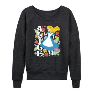 Women's - Disney - Alice in Wonderland Lightweight French Terry Wide Neck Long Sleeve Shirt - 1 of 4