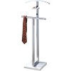 Kings Brand Furniture - Vaccaro Metal & Wood Suit Valet Stand, Clothes Rack, White/Chrome - 2 of 4