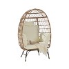 Wicker Egg Chair,Rattan Egg Chair Indoor Outdoor,Oversized Large Egg Chairs 600lbs with Cushion and Pillow for Porch - 3 of 4